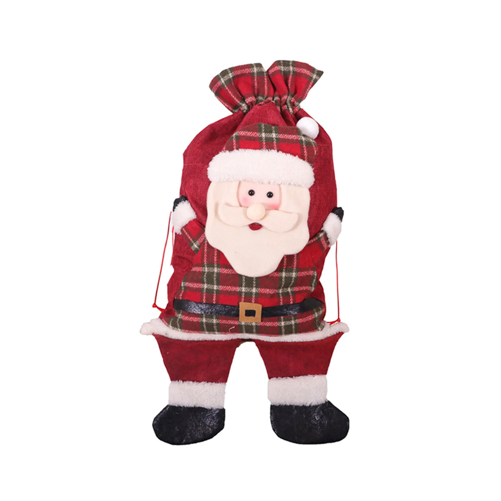 

Reusable Christmas Bags with Drawstring Christmas Candy Bags Red Plaid Bags Christmas Decorations Party Gift Bags