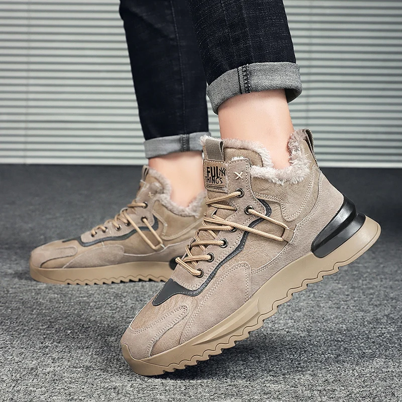 

Модные мужские кожаные спортивные повседневные кроссовки QGK для улицы, Зимние флисовые и мягкие, уникальный дизайн, обувь для инструментов