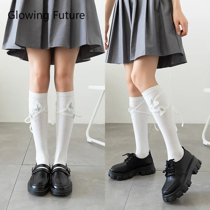 

Носки женские хлопковые, с ремешком-бабочкой, белые, черные