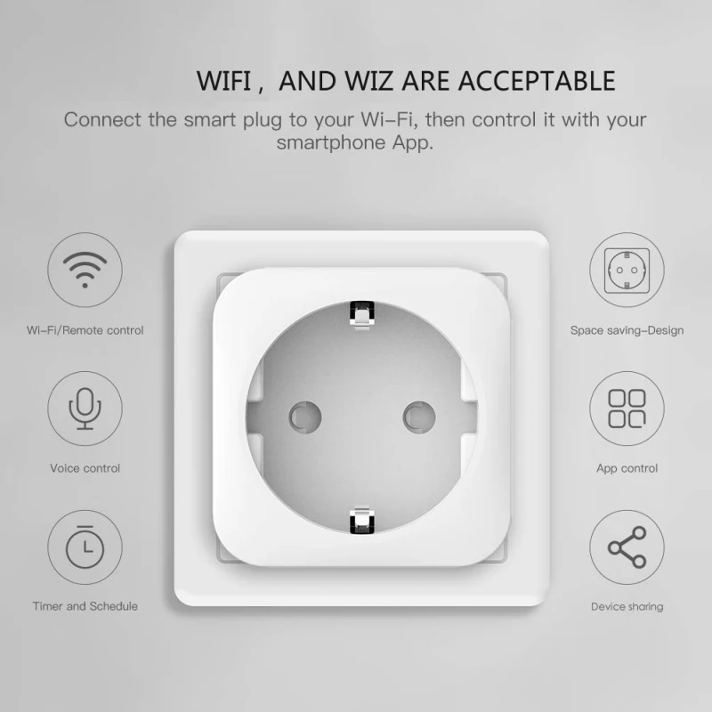 16A Smart Wifi Plug Socket EU Life Remote Control Time Setting Works With Alexa Google Home | Электроника