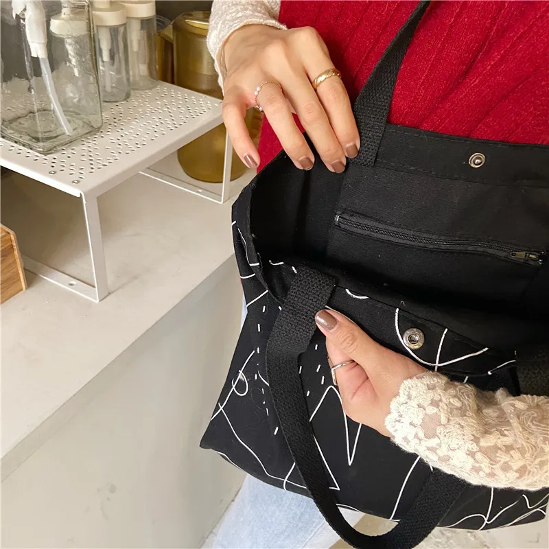 

Women Canvas Shoulder Bag Retro Literary Daily Shopping Bags Students Books Bag Thick Cotton Cloth Handbags Tote for Girls