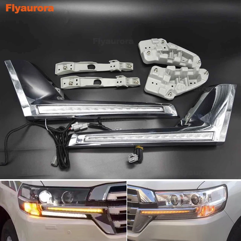 Автомобильные светодиодные дневные ходовые огни для Toyota Land Cruiser 2016 ~ 2019