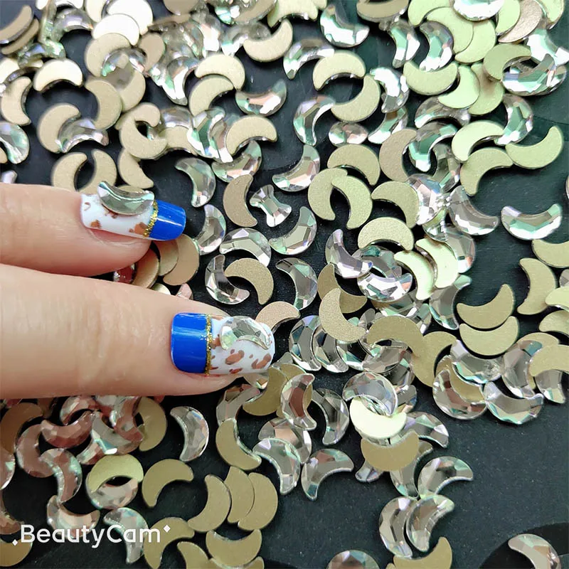 Большая упаковка 1000 шт. Супер Блестящие Стразы для ногтей в форме Луны 5 5x8 мм