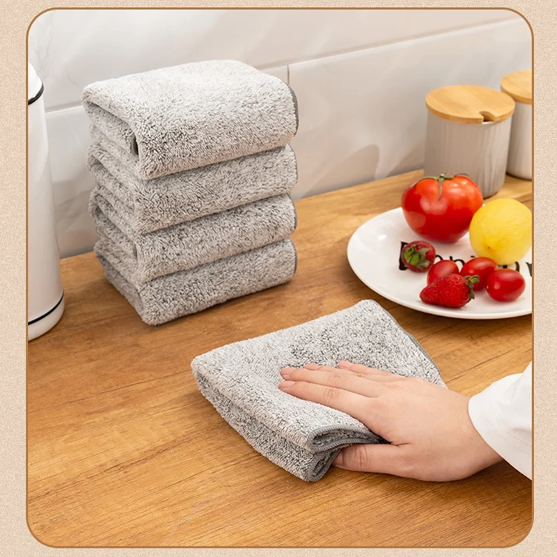 

Dish Towel Bamboo Fiber Dish Cloth Thick Kitchen Cloth, Absorbing Water, No Lint, No Oil, Easy to Clean, 6PCS
