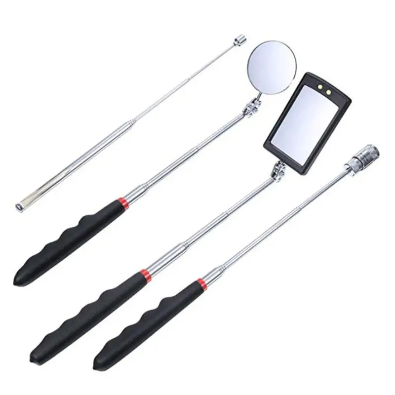 4Pcs Magnetic Pick-Up Tool Telescoping 8 lb/1 lb Pick Up Sticks and 360 Swivel Inspection Mirror with LED Light