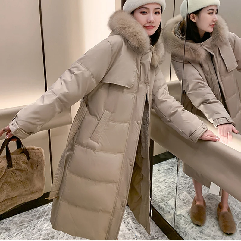 AOSSVIAO Warm Fur Liner Long Hooded Parkas Jacket Coat Fashion Winter Jacket Women Casual Thick Winter Coat Women 2021