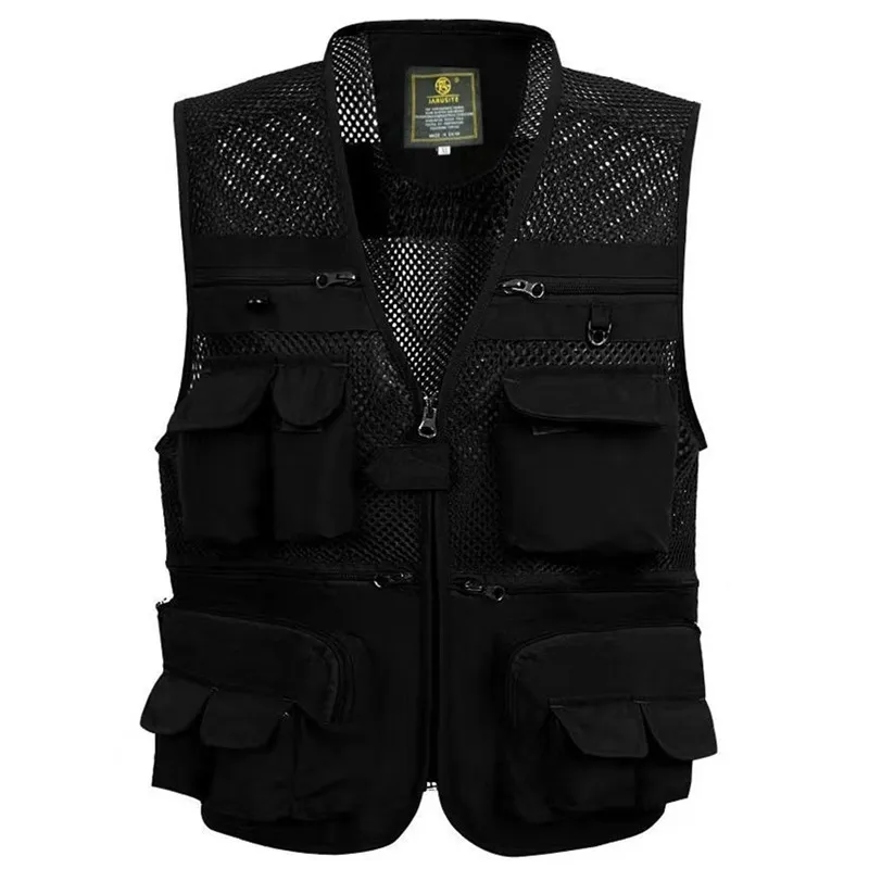 

Summer Thin Mesh Vest Tactical Webbed Gear Coat Quick-Dry Casual Multi-Pocket Photographer Waistcoat Male Work Sleeveless Jacket