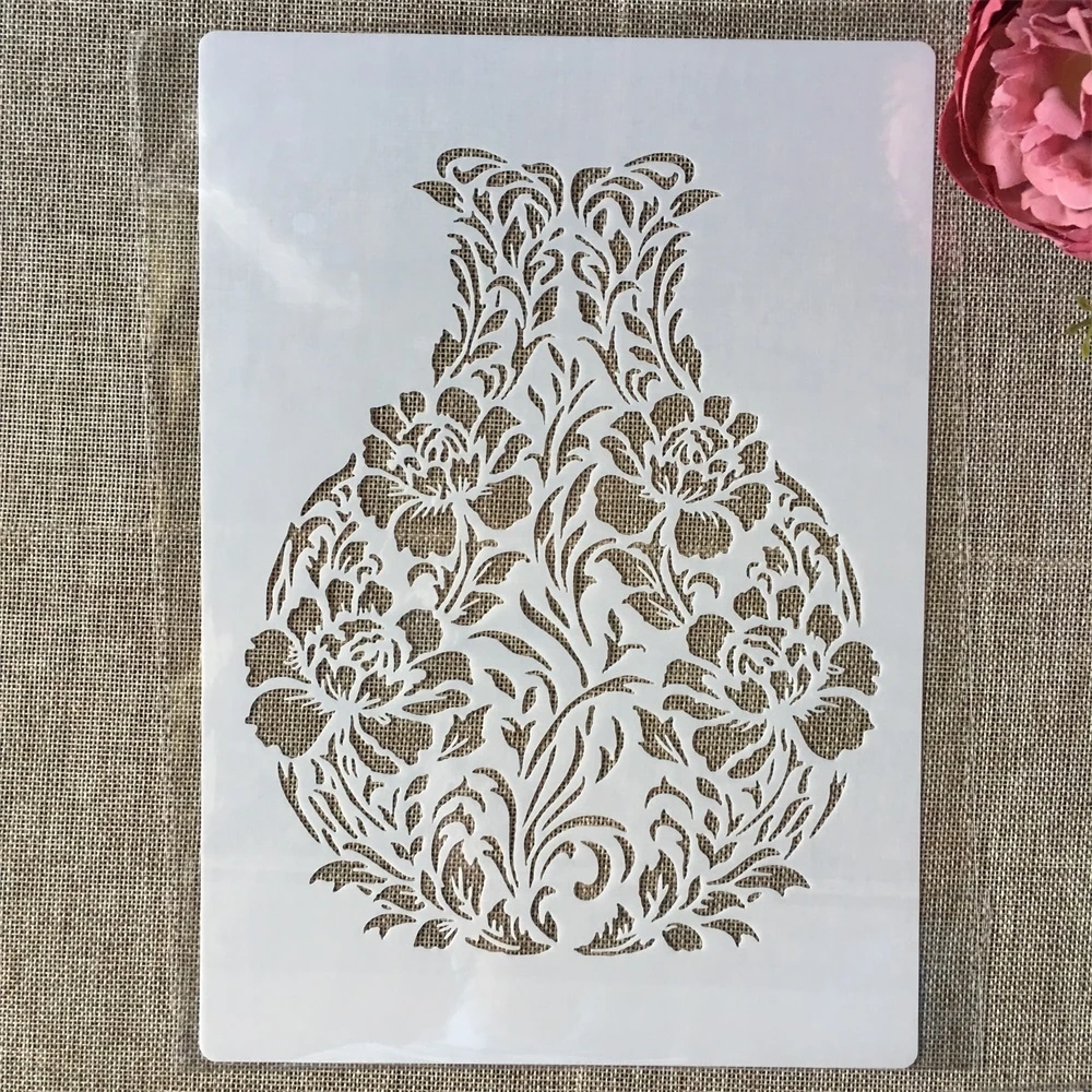 

A4 29cm Flower Vase DIY Layering Stencils Wall Painting Scrapbook Coloring Embossing Album Decorative Template