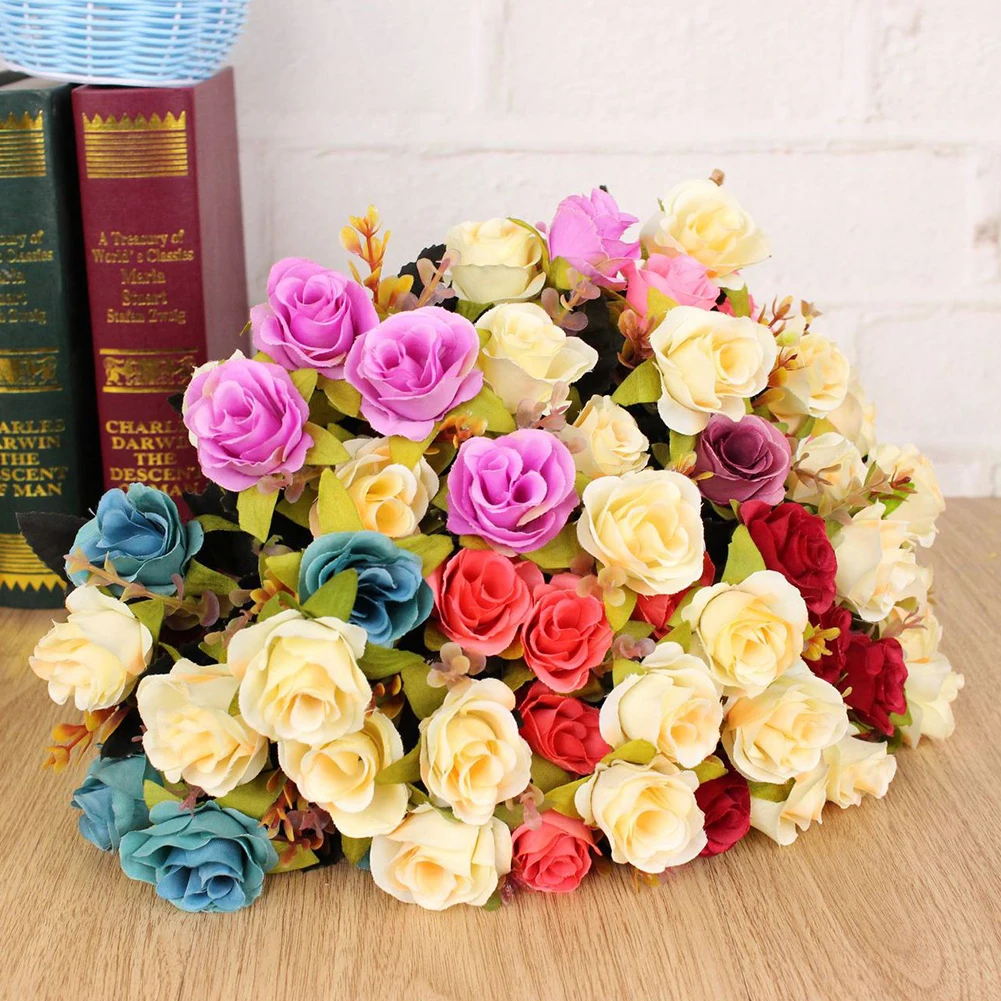 Искусственные цветы букет розы на 10 головок свадебные искусственные для