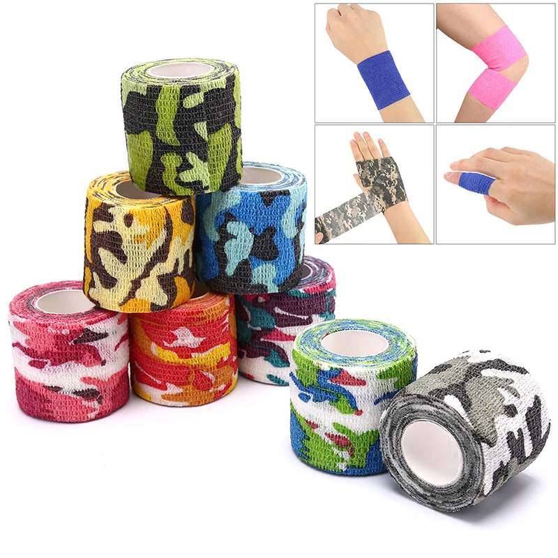 

5cm*4.5cm*5cm Camouflage Elastic Wrap Tape Hunt Disguise Self Adhesive Sports Protector Knee Finger Ankle Athletic Bandage