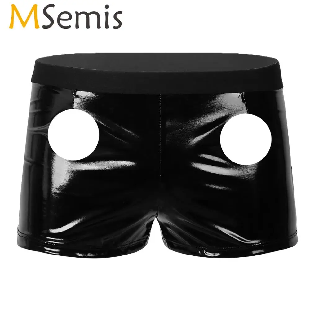 MSemis латексные шорты сексуальные трусы нижнее белье для мужчин влажный вид
