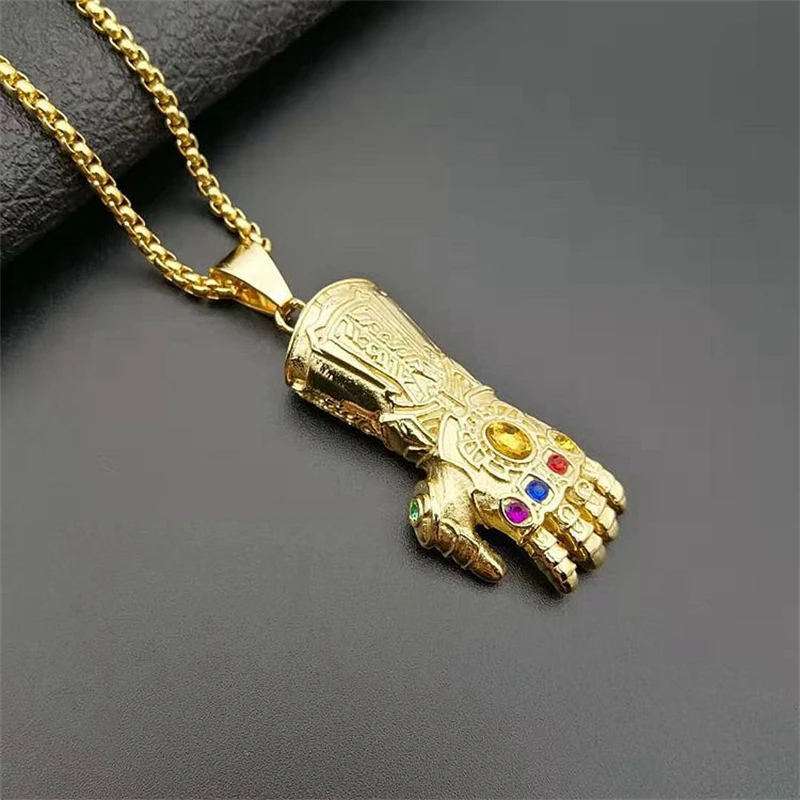 

Luxury Brand Gloves Pendant For Women Fashion Gold Color Stainless Steel Chain Necklaces With Cubic Zirconia Engagement Jewelry