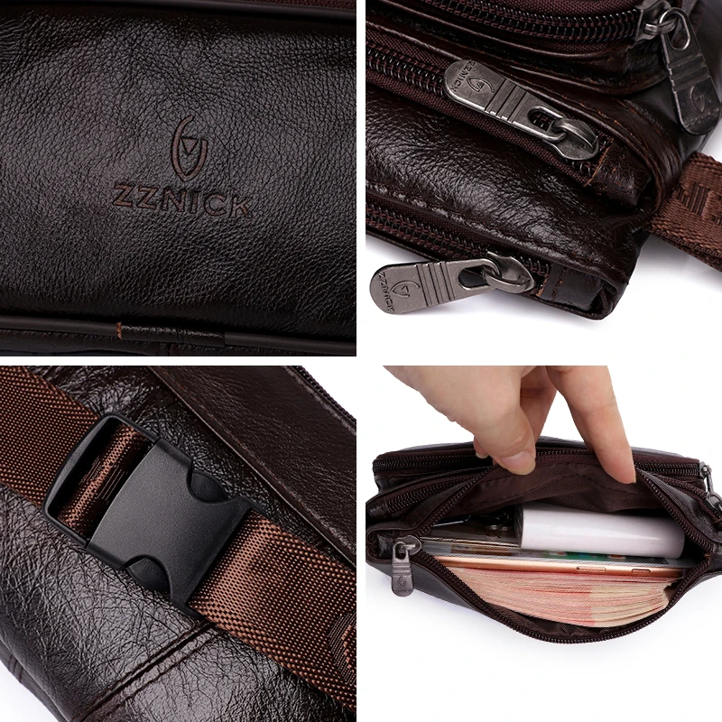 Мужская поясная сумка из натуральной кожи ZZINCK Маленькая кожаная на ремне для