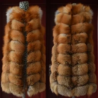 winter red fox fur vest female real long women red fox fur waistcoat natural fox fur waistcoat long free shipping