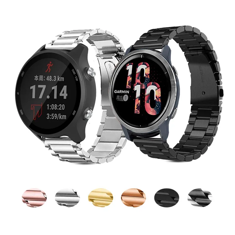 

Ремешок из нержавеющей стали 18 мм 20 мм 22 мм для смарт-часов Garmin CAME 2/2s/sq/Vivoactive 3/4S/4 Forerunner 245, металлический браслет для мужчин