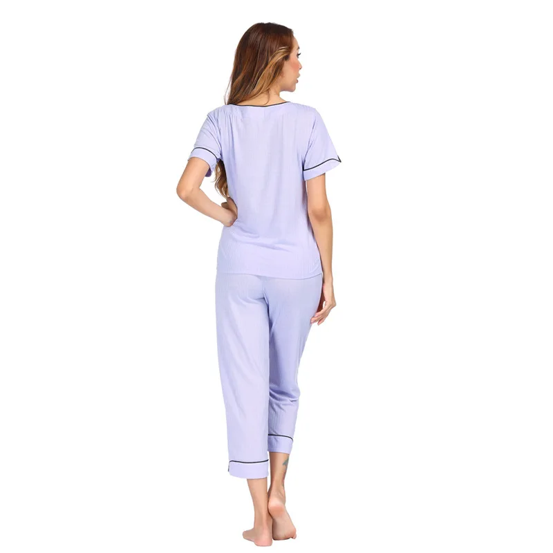 Женская домашняя одежда костюмы с короткими рукавами и штанами летний розовый