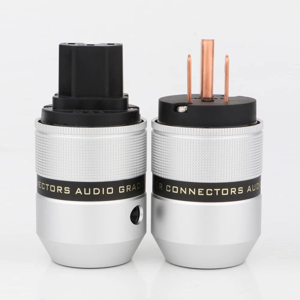 

Preffair P083 Hi-End Red Pure Copper Plated EU/US AC Power Plug IEC Connector For Audio Power Cable Power Mains Connector HIFI