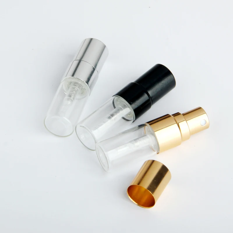 

100 pieces/lot Mini 2ml Clear Spray Vial Bottle Portable Glass Refillable Perfume Bottles Sprayer Fine Mist Empty Bottle