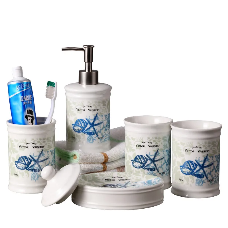 Набор аксессуаров для ванной комнаты керамический дозатор мыла держатель зубных