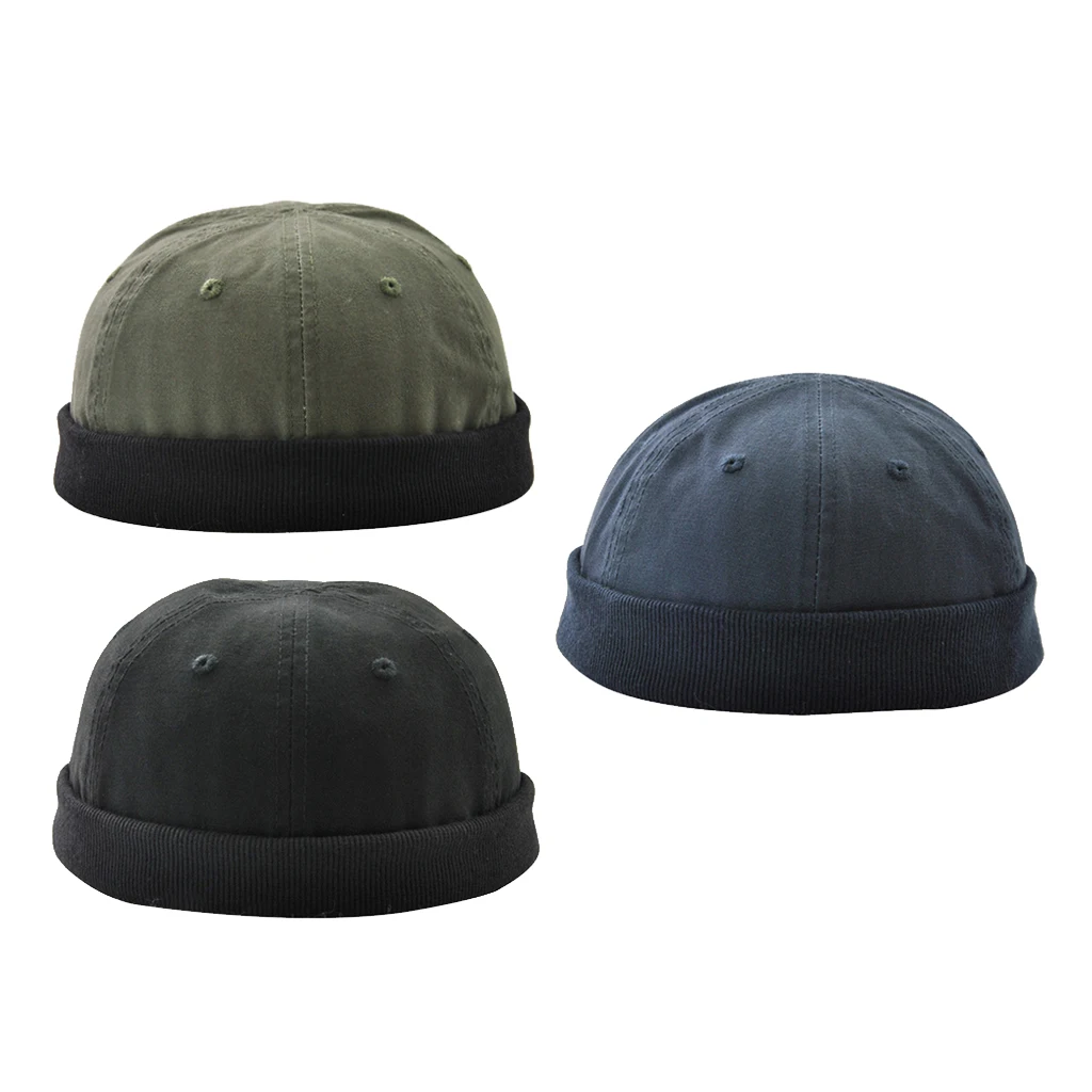 

Cotton Brimless Docker Cap Adjustable Street Casual No Visor Cap Sailor Skullcap Beanie Hat for Summer Autumn Winter