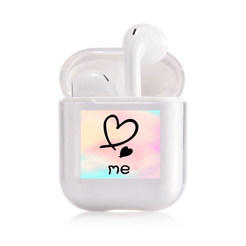 Хроматический модный наушник чехол для Apple Airpods чехол простой милый любовь сердце Bluetooth поп AirPods чехол прозрачный жесткий чехол