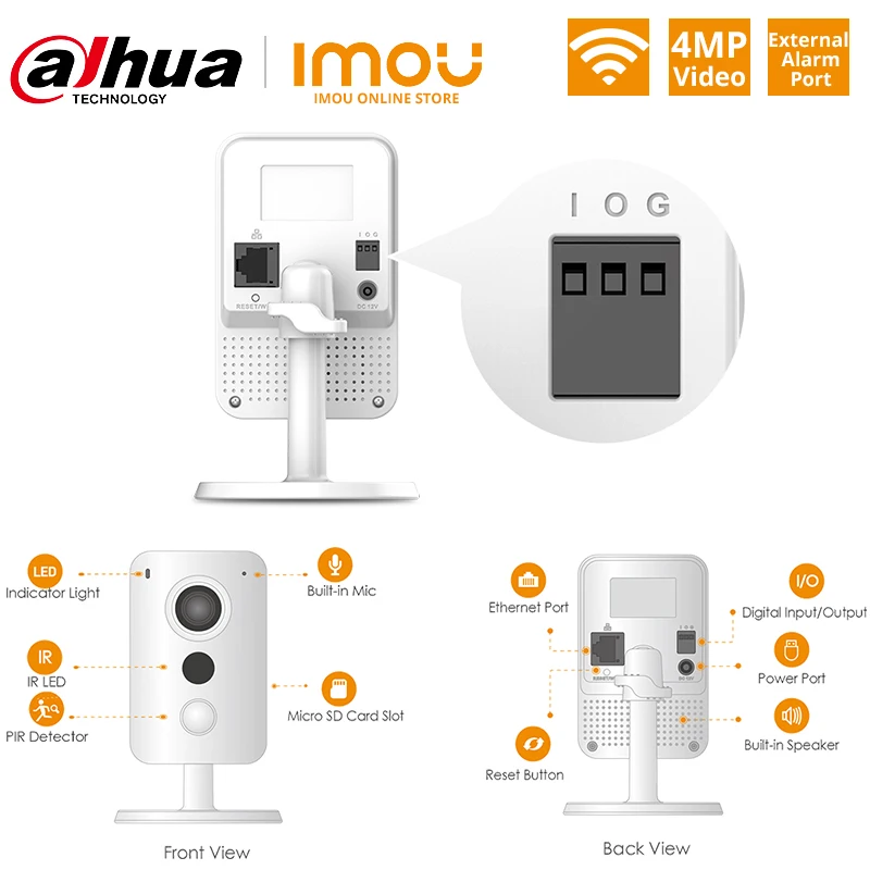 Dahua Cube 4MP QHD Wi Fi и подключение к сети Ethernet ip камера внешний интерфейс сигнализации