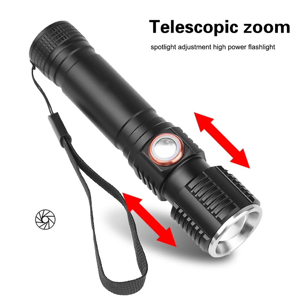 Asafee C18 Мощный T6 светодиодный светильник-вспышка, фонарь с зумом, USB Перезаряжаемый Тактический светильник, походный охотничий фонарь, вспышка, светильник фонарь