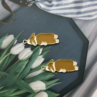 10pcslot fashion animal puppy enamel charms gifts lying dog alloy pendant diy bracelet necklace earrings jewelry accessories