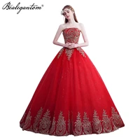 bealegantom high quality red quinceanera dresses ball gown appliques lace up sweet 16 prom party gown vestido 15 anos qd120