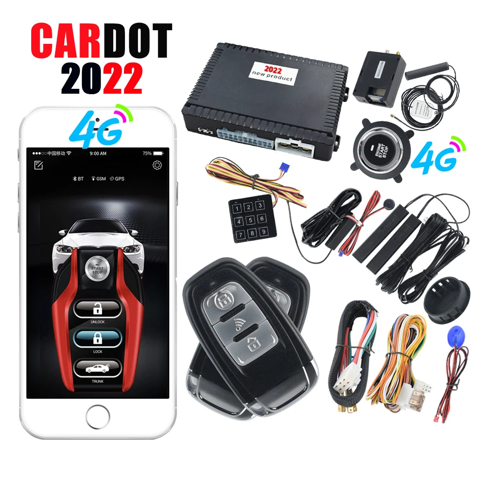 CARDOT 4G Gsm gps Promotional PKE Key FOB Remote Engine Start Stop Keyless Entry Central Lock Smart Car Alarm For Russian Brazil |