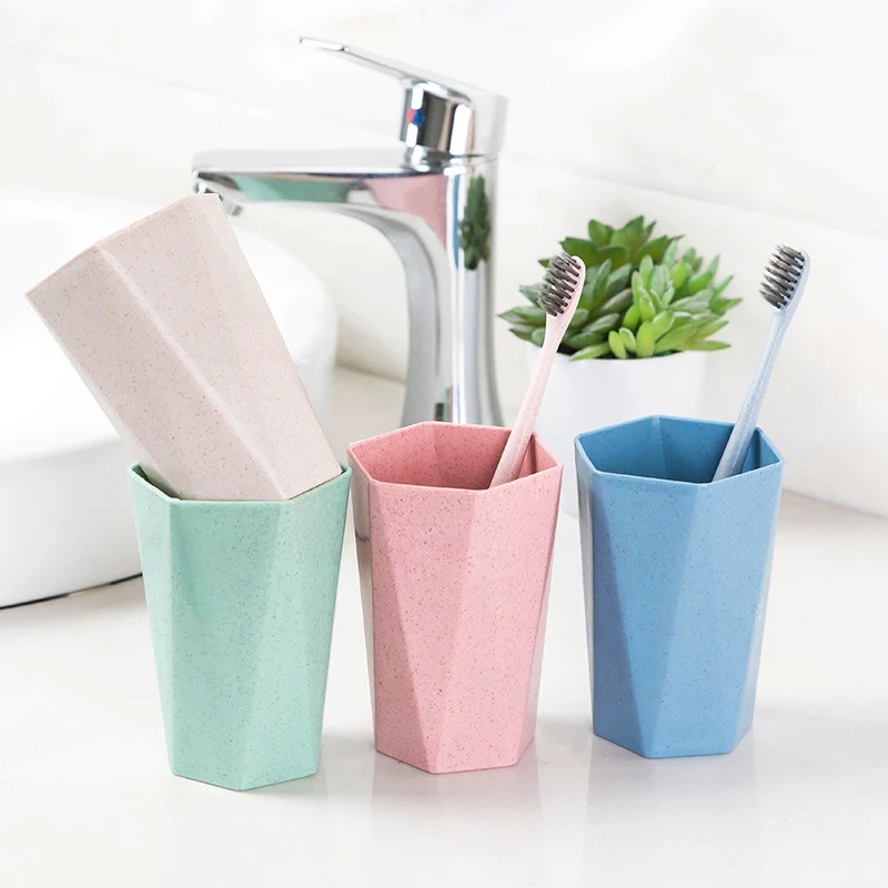 

Home Bathroom Products Nordic Wind Drinking Water Cup Toothbrush Holder Wash Cups Geometry Mouthwash Cup 1 Pcs Wheat Straw