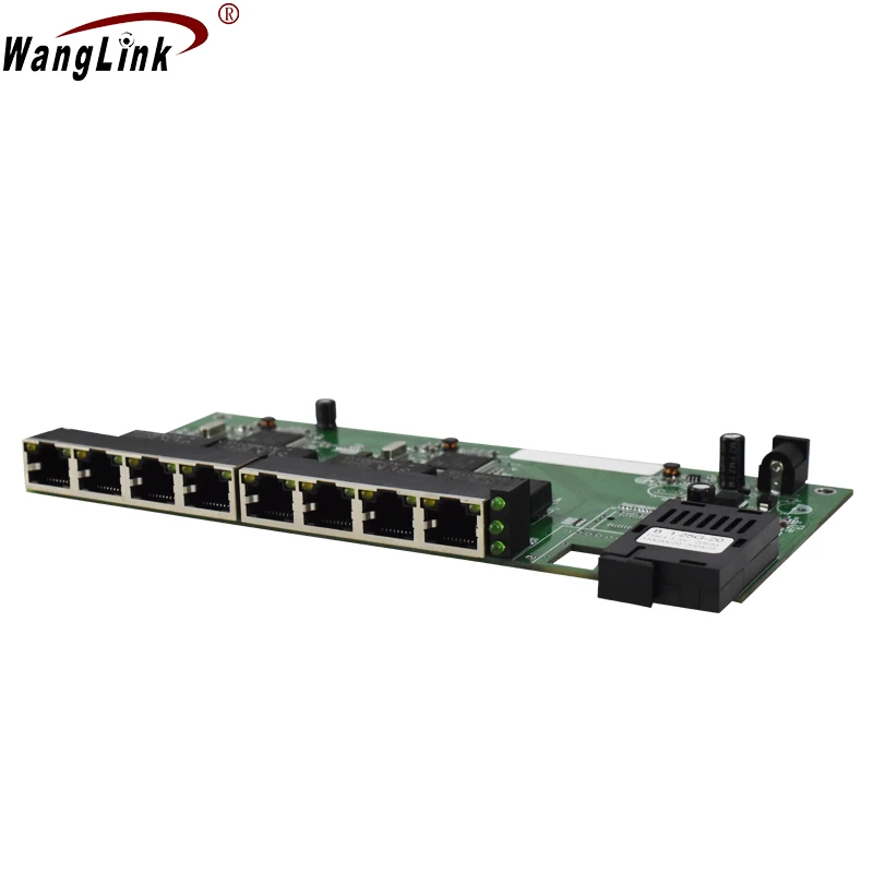 Wanglink Gigabit ethernet switch 8 rj45 1 sc fiber 10/100/1000 m ethernet 1g8e optical fiber media converter single pcba mode