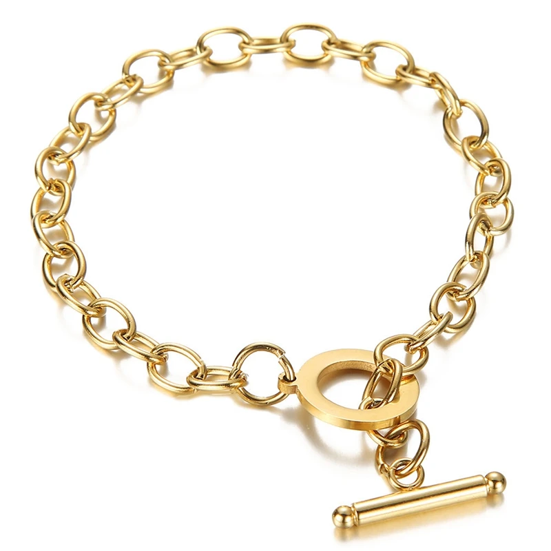 

Stainless Steel Tassel Charm Bracelet With Simulated Pearl Beads Lock Round Design Chain for Male Women Punk Party Jewelry