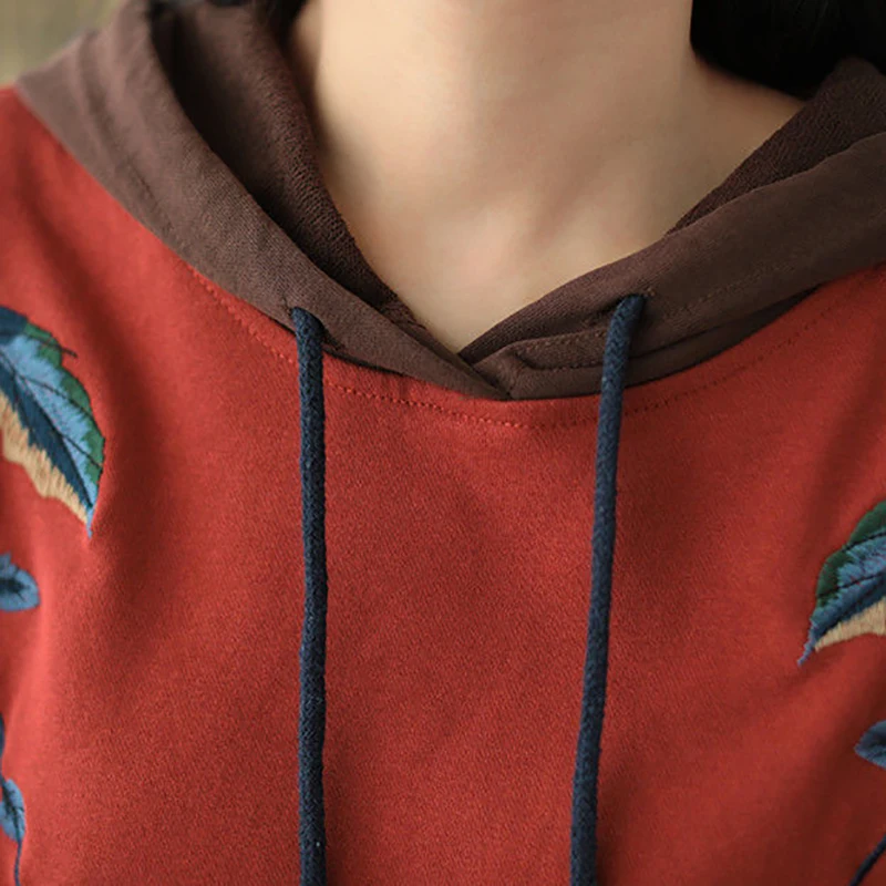 

Women's Vintage Sweatshirt Hoodie Oversized Plus Size Embroidery Stitch Long Sleeve Top Sweat-shirt Women Winter Clothes 2020