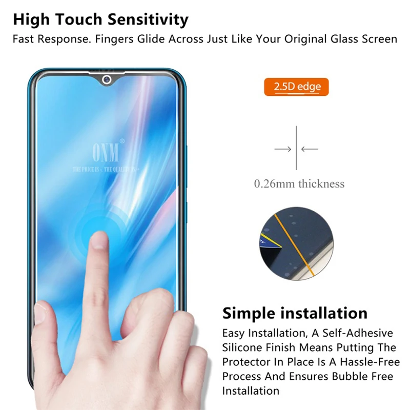 

2Pcs Tempered Glass For VIVO Y11 2019 Screen Protector 0.26MM 2.5D 9H Tempered Glass VIVO U3 U3X U10 Protective Glass