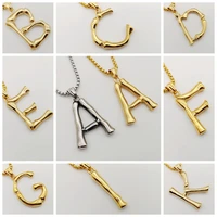2019 new retrto alphabet initial bamboo letters pendant necklace stainless steel capitalized letters necklace men women jewelry
