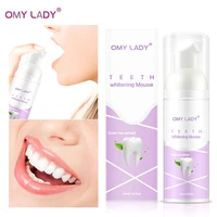 omy lady whitening teeth cleaning mousse fresh shining green tea toothpaste removes plaque stains bright teeth portable dental