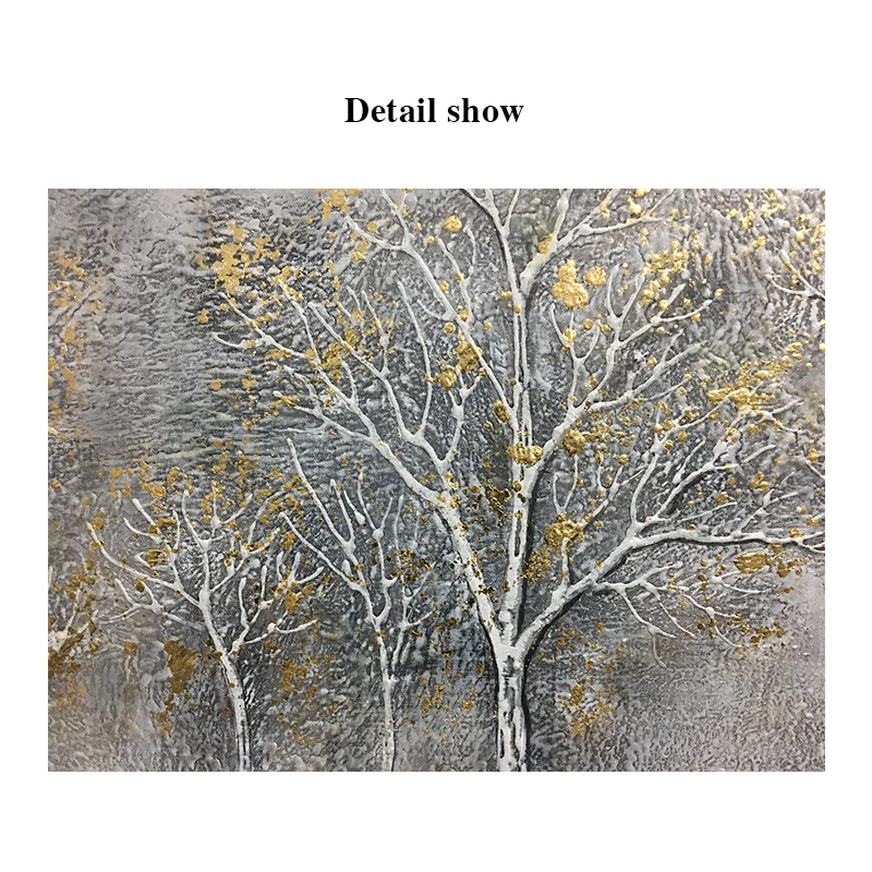 

Hand Painted Forest Landscape Abstract Canvas Painting Gray Wall Art Pictures Home Decoration Room Decor Quadros