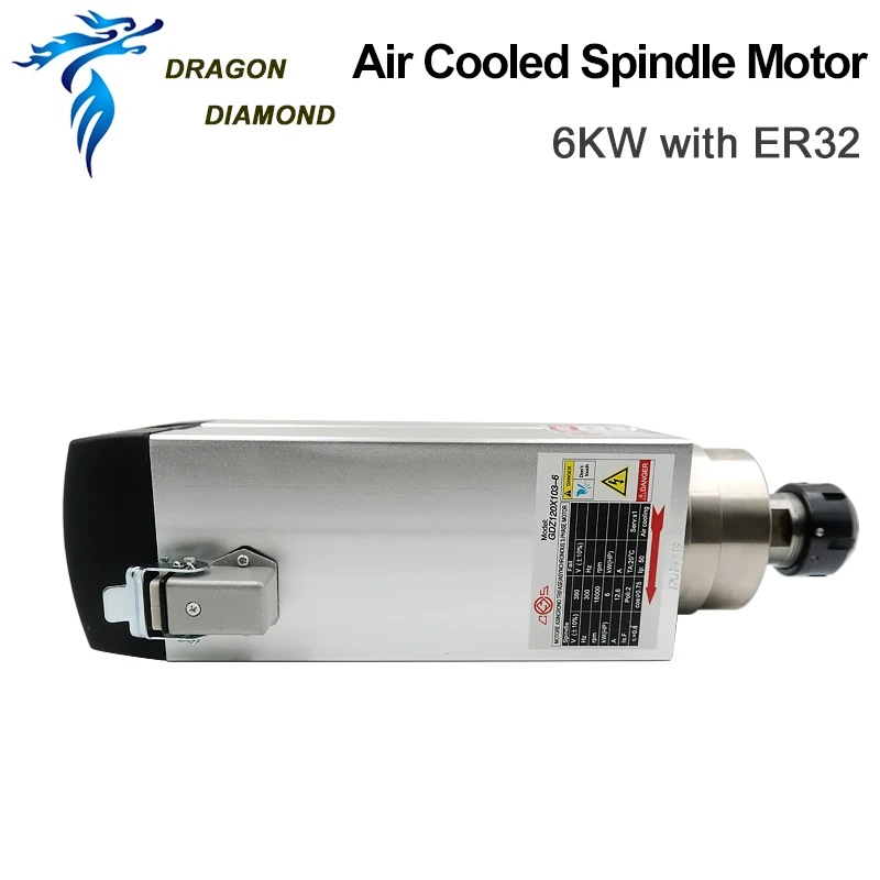 Шпиндель с воздушным охлаждением квадратной формы мотор шпинделя 6 кВт 380 В 18000