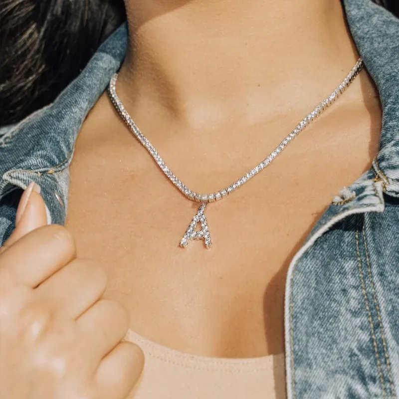 

26 Alphabet Rhinestone Letter Necklace Chain Women Statement Word Crystal Choker Pendant Necklace Collar Jewelry
