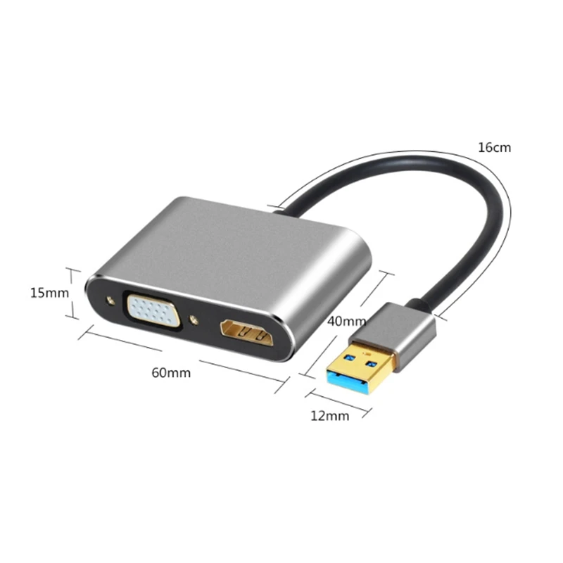 Переходник 2 в 1 с USB 3 0 на HDMI + VGA адаптер для HDTV док-станция ПК-проектора |