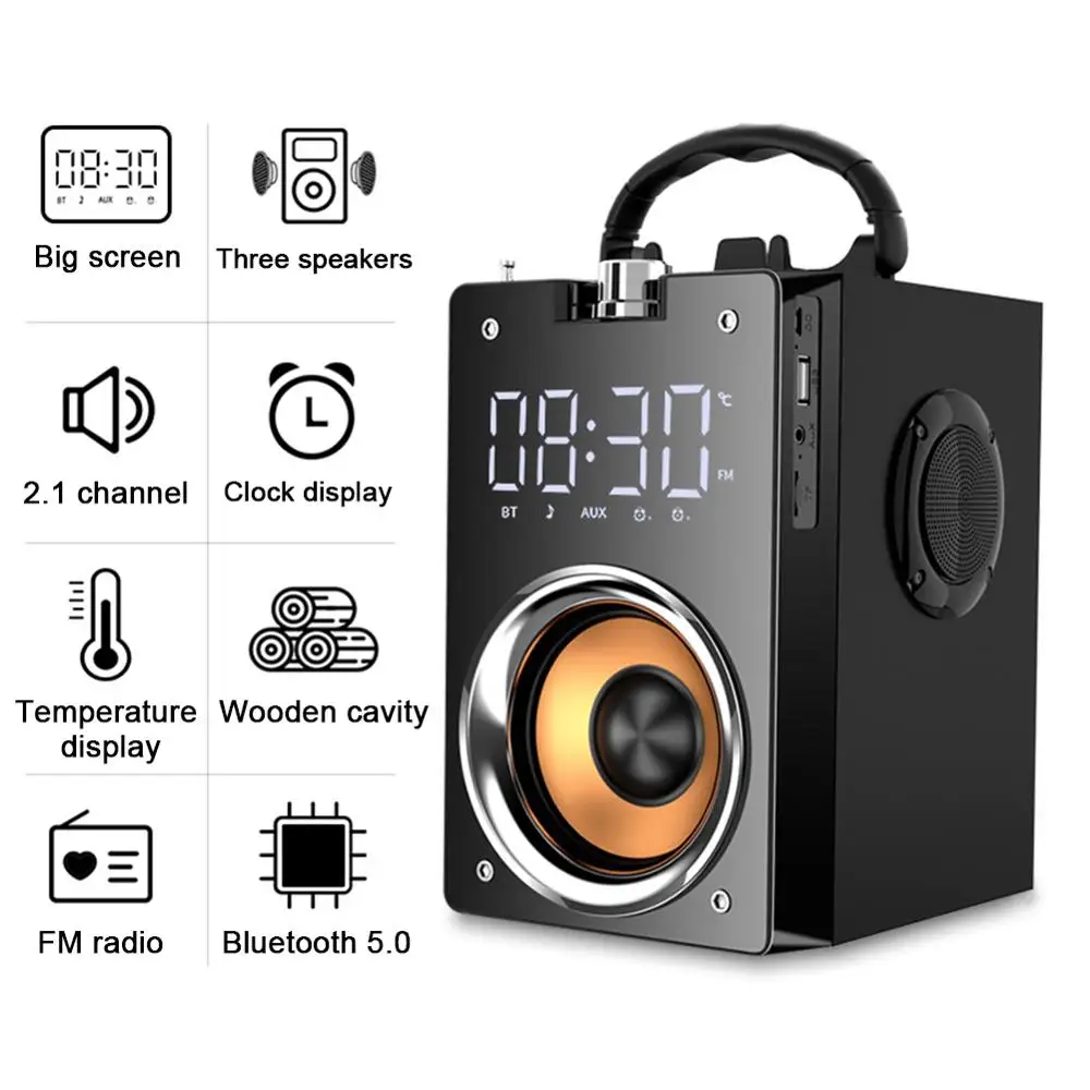 

Super Bass Portable Bluetooth Speaker, High-power 3D Stereo Speaker, Subwoofer, Music Center, Support TF AUX, FM Radio, Hifi