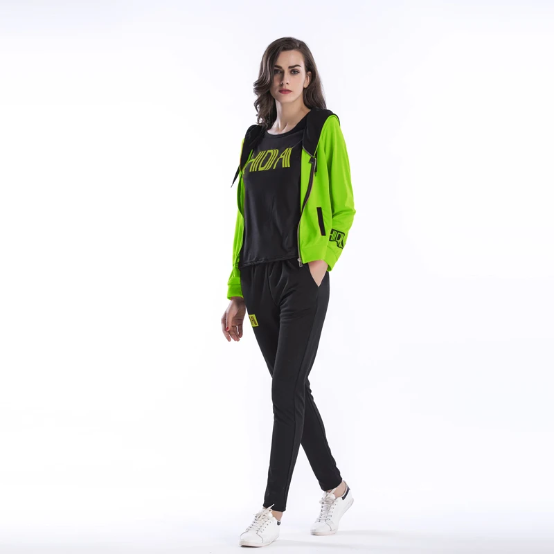 

Aurkrrvn Autumn Winter 3pcs Women's Sets Printed Casual Long Sport Pants+short Sleeve Tshirt Tops+zipper Woman Hoodies