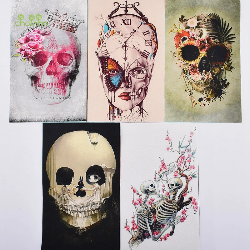 Chainho ручная окрашенная хлопковая ткань серия мультяшных черепов DIY шитье