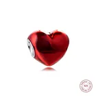 Подходят для оригинального браслета Pandora, металлические подвески в виде красного сердца, металлические бусины из серебра, сделай сам, изготовление ювелирных изделий на День святого Валентина, новинка 2021