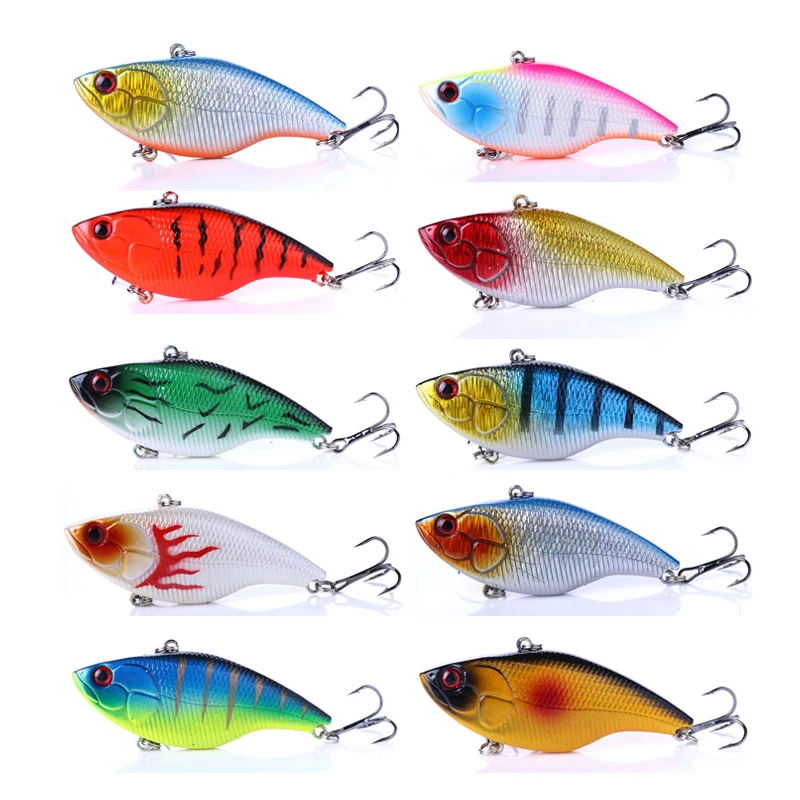 

10pcs 7.5cm 18g 6# hooks VIB hard fishing lures wobble bass pike peche fishing baits isca de pesca lipless fishing tackles