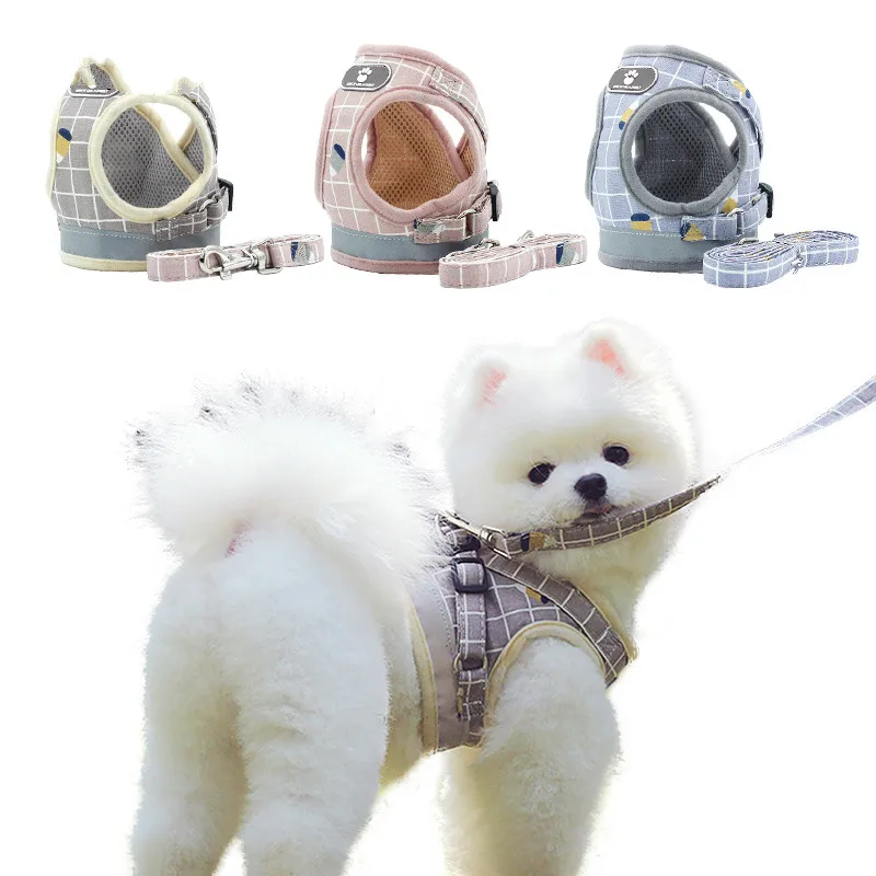 Шлейка для домашних питомцев Регулируемый жилет с поводком мягкий дышащий