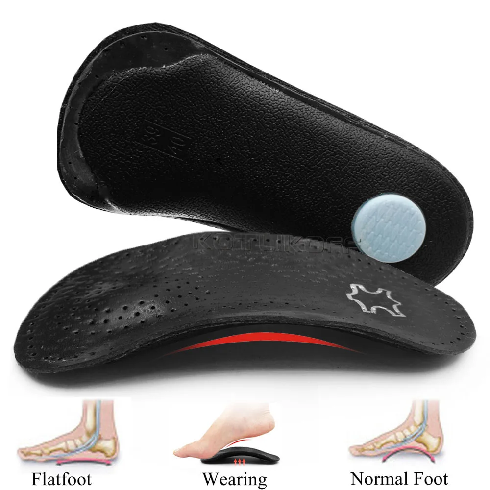 Leather Orthotic Insoles Half/Full Pad Orthopedic Flat Feet Heel Pain Arch Support For Man Woman Shoe Insoles Sole Insert