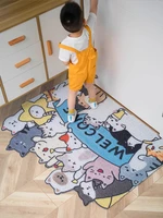 cartoon cute cat sat silk ring carpet door non slip mat