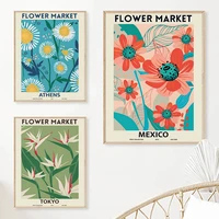 flower market abstract vintage minimalist wall art canvas painting nordic posters and prints wall pictures for living room decor